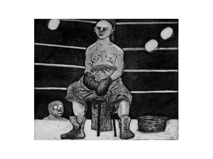Boxer between rounds
